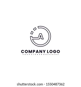 simple modern black circle outline business A logo letter creative design concept isolated on white background.