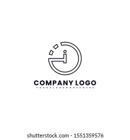 simple modern black circle outline business i logo letter creative design concept isolated on white background.