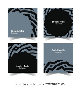 simple and modern black grey ornamental pattern square flat social media background