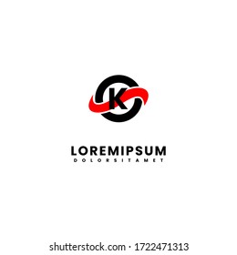 einfaches modernes Schwarz-Rot-Kreis K-Logo. kreatives Designkonzept