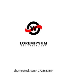 simple y moderno círculo negro y rojo Blootipo W concepto de diseño creativo