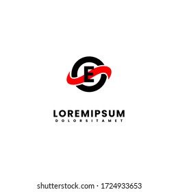simple modern black and red circle E logotype creative design concept