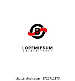 diseño creativo del logotipo B de círculo simple moderno negro y rojo