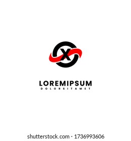 einfaches, modernes, rotes X-logotypisches Designkonzept