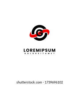 simple modern black and red circle G logotype creative design concept