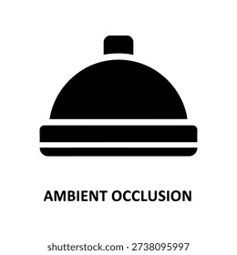 A simple, modern black serving dome icon with ambient occlusion effect on a white background, ideal for culinary and hospitality themes.
