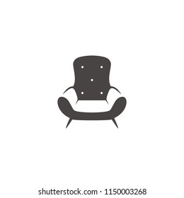 simple modern black sofa chair vector icon for interior logo design template