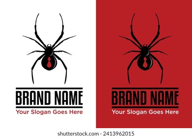 simple modern black spider illustration vector logo design