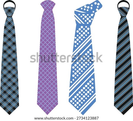 Simple modern black tie icon, Necktie Outline Icons Set, Collection of doodle necktie isolated vector on white background.