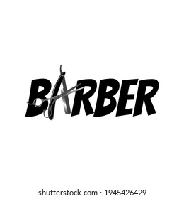 simple modern black and white barber shop logo template with scissor 01
