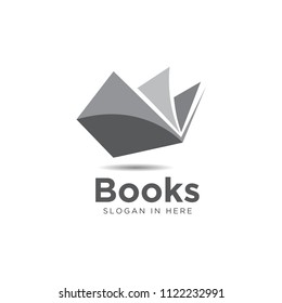 simple modern black white book open logo and icon
