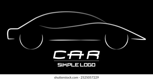 Logotipo moderno simple del coche en blanco y negro. Silueta lateral de lujo del auto