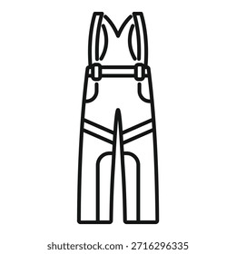 Ilustración moderna simple en blanco y negro de los pantalones calientes del invierno para el esquí o el snowboard, aislados en un fondo blanco