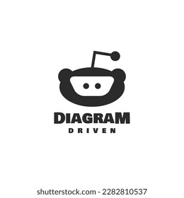 Diseño de logotipo de bots aislado en blanco y negro sencillo y moderno para los negocios modernos. 