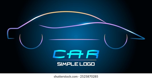 Logotipo azul moderno simple del coche. Silueta lateral colorida de lujo del auto