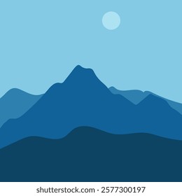 A simple and modern blue gradient mountain background image suitable for decoration and scenic bland design