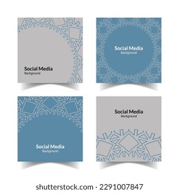 simple and modern blue grey ornamental pattern square flat social media background