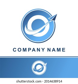 Simple Modern Blue Initial O Letter With Paper Plane Fly for Technology Communication Information Business Delivery Logo Idea Concept