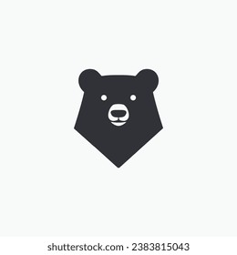 einfaches, modernes, kaltes Bärenkopf, Logo, Vektorsymbol, Vektorgrafik-Design einzeln auf weißem Hintergrund