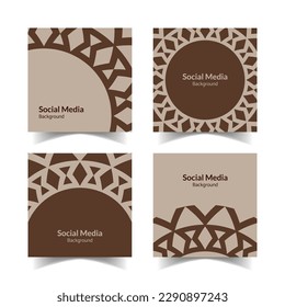 simple and modern brown floral square flat social media background