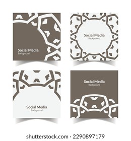 simple and modern brown grey ornamental pattern square flat social media background