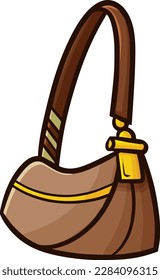 Simple and modern brown woman hand bag cartoon illustration