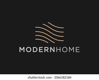 Diseño de logotipo de arquitectura de construcción moderna y sencilla con diseño gráfico de rascacielos de arte lineal