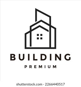 Edificio moderno y sencillo con diseño de diseño de diseño de diseño de líneas de arte en el horizonte. 