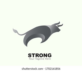 Simple modern bull jump art logo design inspiration