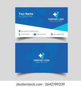 Simple and modern business card layout for medical consultants in blue color