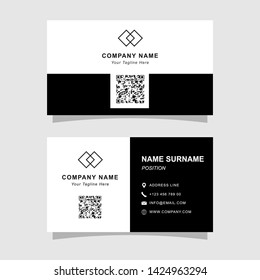 Simple modern business card template. Creative dark business card vector design.