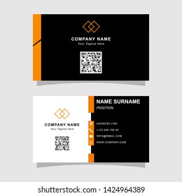 Simple modern business card template. Creative dark and orange business card vector design.