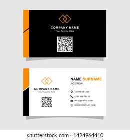 Simple modern business card template. Creative dark and orange business card vector design.