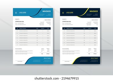 Simple modern business invoice template design