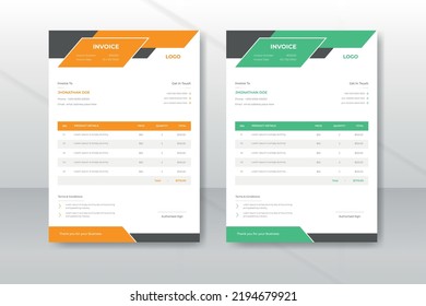 Diseño de plantillas de facturas empresariales modernas y sencillas