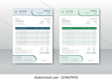 Simple modern business invoice template design