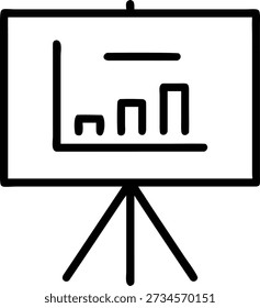 A simple, modern business presentation board icon in flat design, perfect for corporate and professional use.