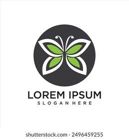 Ilustración moderna simple del logotipo del icono de la mariposa