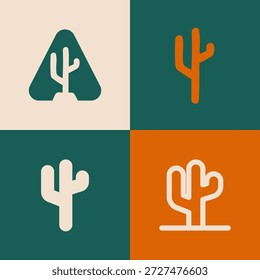 Simple Modern Cactus Logo Bundle with Creative Style for Nature Brand, Eco Business, Garden, and Organic Identity