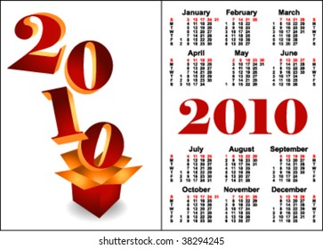 simple modern calendar for 2010