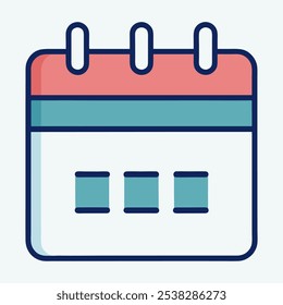 A simple and modern calendar icon, perfect for use in websites, apps, and presentations.  The icon features a clean design with a blue outline and three date squares.