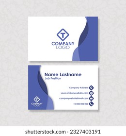 Simple Modern Card Name Design Template 2 side Front and Back Blue Cyan Border and White Background