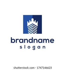 simple modern castle logo design vector