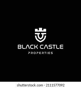 simple and modern castle logo design template elements