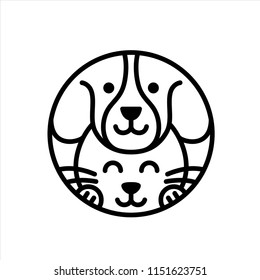 simple modern cat and dog outline logo vector icon template, can be use for pet shop company and pet shelter