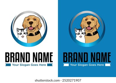 simples moderno gato cão animal de estimação vet ilustração vetor logotipo design