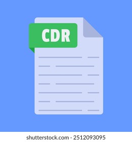 Simple and modern cdr file extension vector illustration flat design isolated on blue background