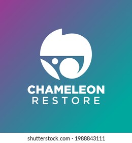 Simple and modern chameleon logo for company, business, community, team, etc.