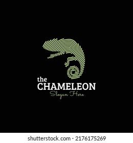 simple and modern the chameleon logo illustration with line art finger print design style