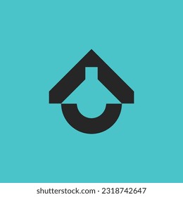 simple modern chemical tube glass house logo